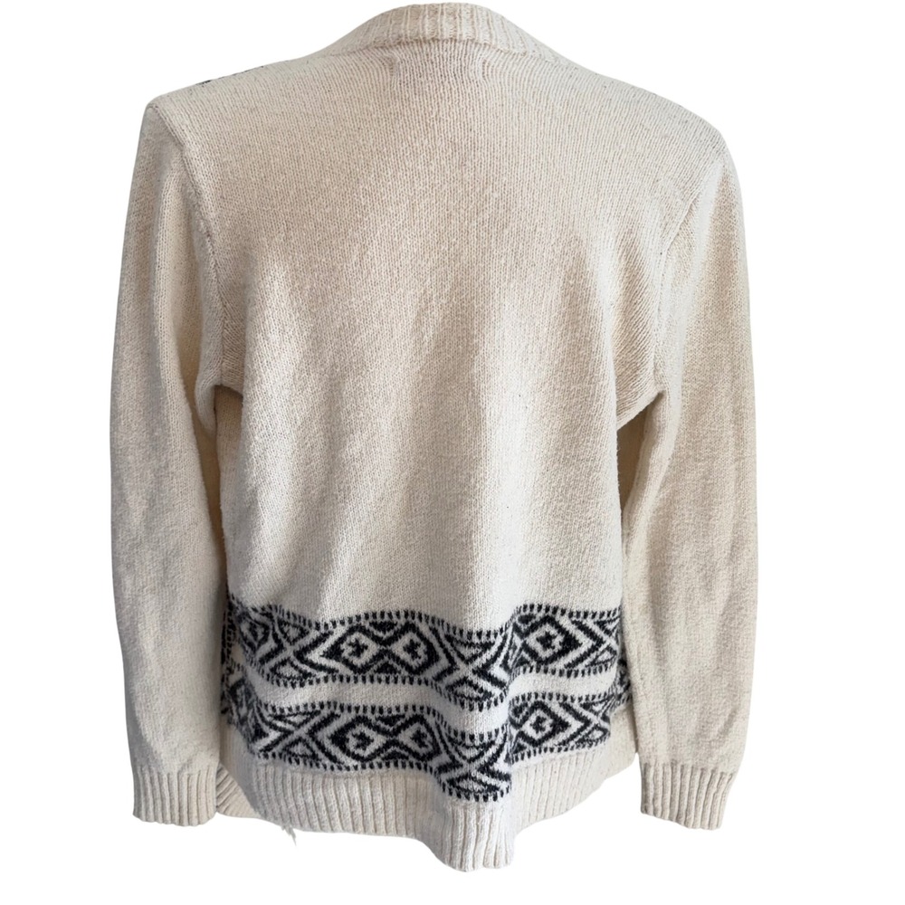 Hollister Womens Cream Aztec Fringe Open Front Cardigan Sweater Size L Boho - Picture 2 of 12